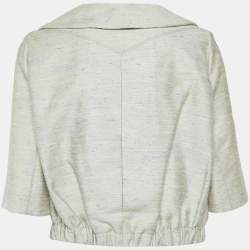 Louis Vuitton Pale Blue Textured Silk Short Jacket L