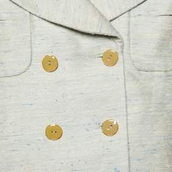 Louis Vuitton Pale Blue Textured Silk Short Jacket L