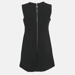 Pre Owned Louis Vuitton Black Silk Trim Wool Shift Mini Dress M