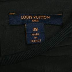 Pre Owned Louis Vuitton Black Silk Trim Wool Shift Mini Dress M