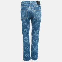 Louis Vuitton Blue Monogram Denim Straight Leg Jeans S Waist 28"