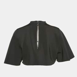 Louis Vuitton Black Jersey Cap Sleeves Crop Top L
