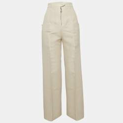 Louis Vuitton Cream Wool Blend Straight Leg Trousers S