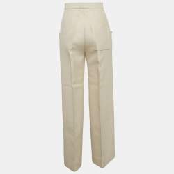 Louis Vuitton Cream Wool Blend Straight Leg Trousers S