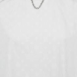 Pre Owned Louis Vuitton White Monogram Fil coupé Cotton Loose Fit Blouse S
