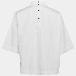 Pre Owned Louis Vuitton White Monogram Fil coupé Cotton Loose Fit Blouse S