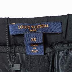 Pre Owned Louis Vuitton Black Monogram Crepe Straight Leg Trousers M