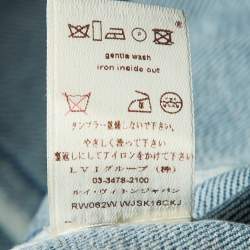 Louis Vuitton Blue Washed Denim Logo Jacquard Detail Skirt L