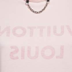 Pre Owned Louis Vuitton Pink Logo Inverted Print Cotton T-Shirt XS