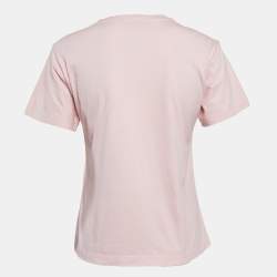 Pre Owned Louis Vuitton Pink Logo Inverted Print Cotton T-Shirt XS
