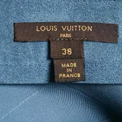 Pre Owned Louis Vuitton Blue Faux Suede Pocket Detail Knee Length Skirt M