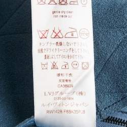 Pre Owned Louis Vuitton Blue Faux Suede Pocket Detail Knee Length Skirt M