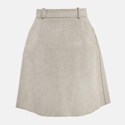 Louis Vuitton Grey Faux Suede Pocket Detail Knee Length Skirt M