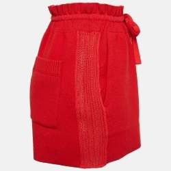 Louis Vuitton Red Crochet Side Trim Knit Short S