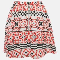 Louis Vuitton White Monogram Tile Print Silk Mini Skirt S