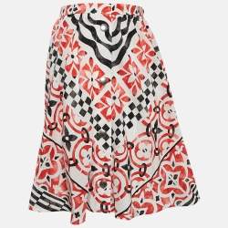 Louis Vuitton White Monogram Tile Print Silk Mini Skirt S