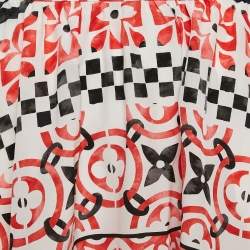 Louis Vuitton White Monogram Tile Print Silk Mini Skirt S