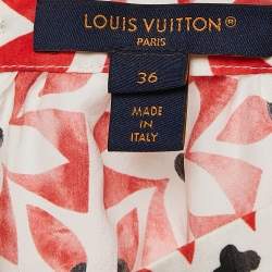 Louis Vuitton White Monogram Tile Print Silk Mini Skirt S