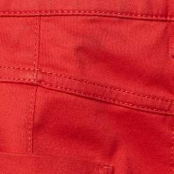 Pre Owned Louis Vuitton Red Cotton Zip Detail Pants M