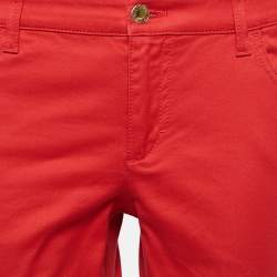 Pre Owned Louis Vuitton Red Cotton Zip Detail Pants M