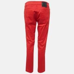 Pre Owned Louis Vuitton Red Cotton Zip Detail Pants M