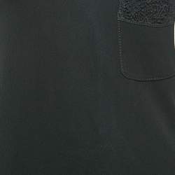 Pre Owned Louis Vuitton Black Lace Trim Jersey Tank Top S