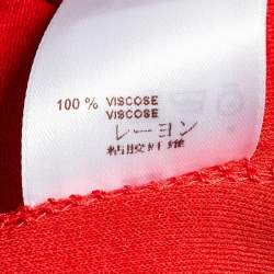 Pre Owned Louis Vuitton Red Crepe Brooch Detail Short Dress M