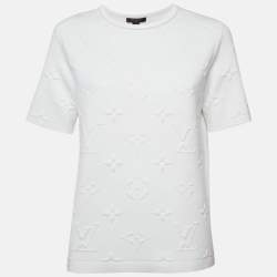 Louis Vuitton White Monogram Cotton Knit Crew Neck T-Shirt S