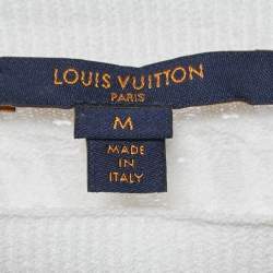 Pre Owned Louis Vuitton White Patterned Knit Full Sleeve Sweater Top M