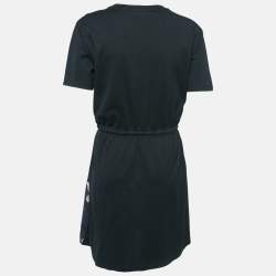 Louis Vuitton Navy Blue Printed Silk and Jersey Mini Dress L