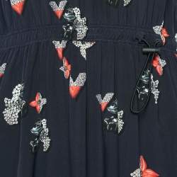 Louis Vuitton Navy Blue Printed Silk and Jersey Mini Dress L
