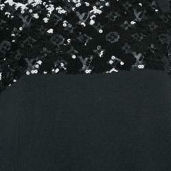 Louis Vuitton Black Sequin Monogram Embellished Wool Knit Sweater Dress XL
