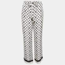 Louis Vuitton White 3D Monogram Print Silk Pajama Pants L