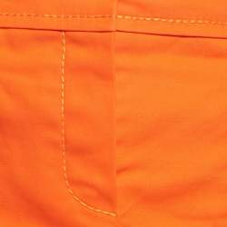 Pre Owned Louis Vuitton Orange Cotton Pocket Detail Mini Skirt M