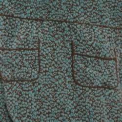 Pre Owned Louis Vuitton Brown/Blue Printed Silk Mini Dress M