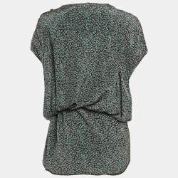 Pre Owned Louis Vuitton Brown/Blue Printed Silk Mini Dress M