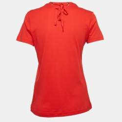 Louis Vuitton Red Charm Detail Neck Jersey T-Shirt XL
