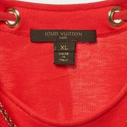 Louis Vuitton Red Charm Detail Neck Jersey T-Shirt XL