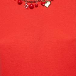 Louis Vuitton Red Charm Detail Neck Jersey T-Shirt XL