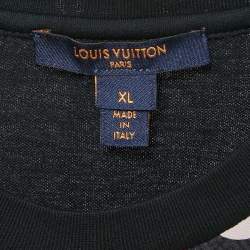 Pre Owned Louis Vuitton Black Printed Silk and Cotton Knit Tie-Up Waist Mini Dress XL