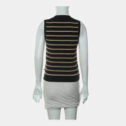 Pre Owned Louis Vuitton Knitted Stripe Quatrefoil Sequin Vest L