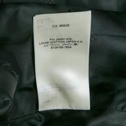 Pre Owned Louis Vuitton Navy Blue Monogram Leather Zip-Up Jacket S