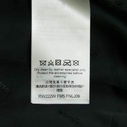 Pre Owned Louis Vuitton Navy Blue Monogram Leather Zip-Up Jacket S