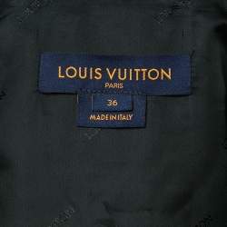 Pre Owned Louis Vuitton Navy Blue Monogram Leather Zip-Up Jacket S