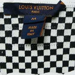 Pre Owned Louis Vuitton Black/White Micro Checked Jersey Top M