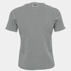 Pre Owned Louis Vuitton Black/White Micro Checked Jersey Top M