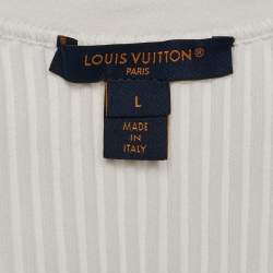 Pre Owned Louis Vuitton White Rib Knit Chain Detail Tank Top L