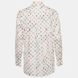 Pre Owned Louis Vuitton White/Multicolor LV Monogram Print Cotton Shirt S
