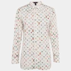 Pre Owned Louis Vuitton White/Multicolor LV Monogram Print Cotton Shirt S