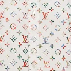 Pre Owned Louis Vuitton White/Multicolor LV Monogram Print Cotton Shirt S